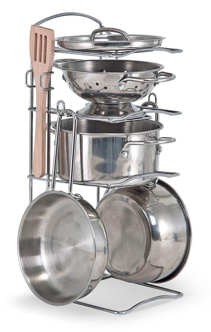 Melissa Doug Let s Play House Stainless Steel Pots and Pans Set Set of 8